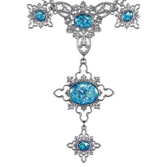 Réplique Collier d'Opale maudit Harry Potter Noble Collection, 20 pierres bleues sur argent vieilli