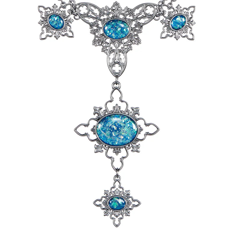 Réplique Collier d'Opale maudit Harry Potter Noble Collection, 20 pierres bleues sur argent vieilli