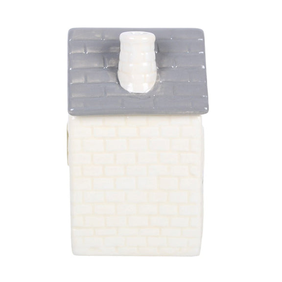 Brûle-parfum maison cottage blanche en céramique pour fondant parfumé, décoration cottagecore