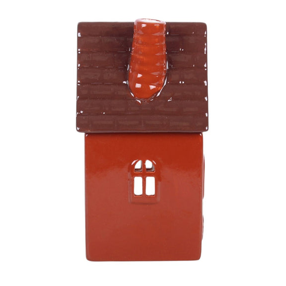 Brûle-parfum maison cottage rouge en céramique pour fondant parfumé, décoration cottagecore