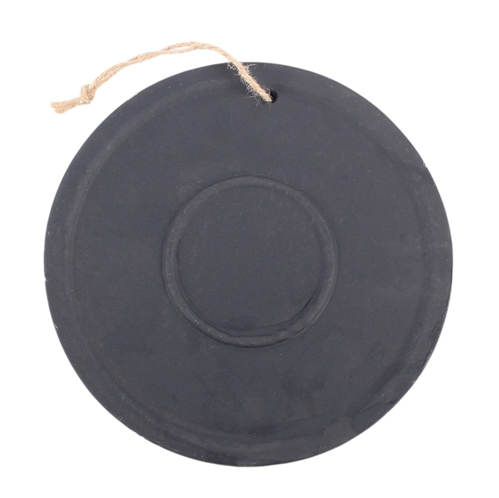 Plaque murale lièvre en terre cuite effet bronze vieilli 20 cm, décor fleurs, étoiles et lunes