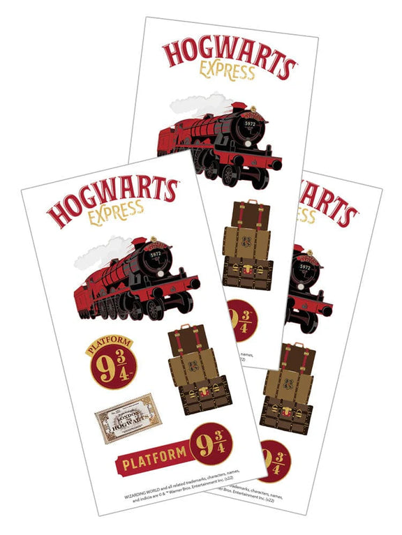 Lot de 3 planches de stickers Harry Potter Hogwarts Express, train, valises et ticket voie 9¾