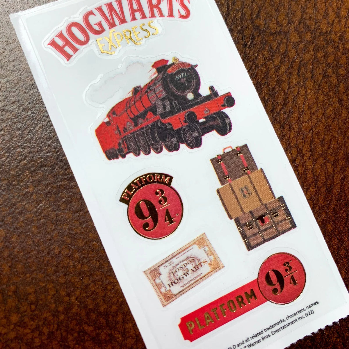 Lot de 3 planches de stickers Harry Potter Hogwarts Express, train, valises et ticket voie 9¾