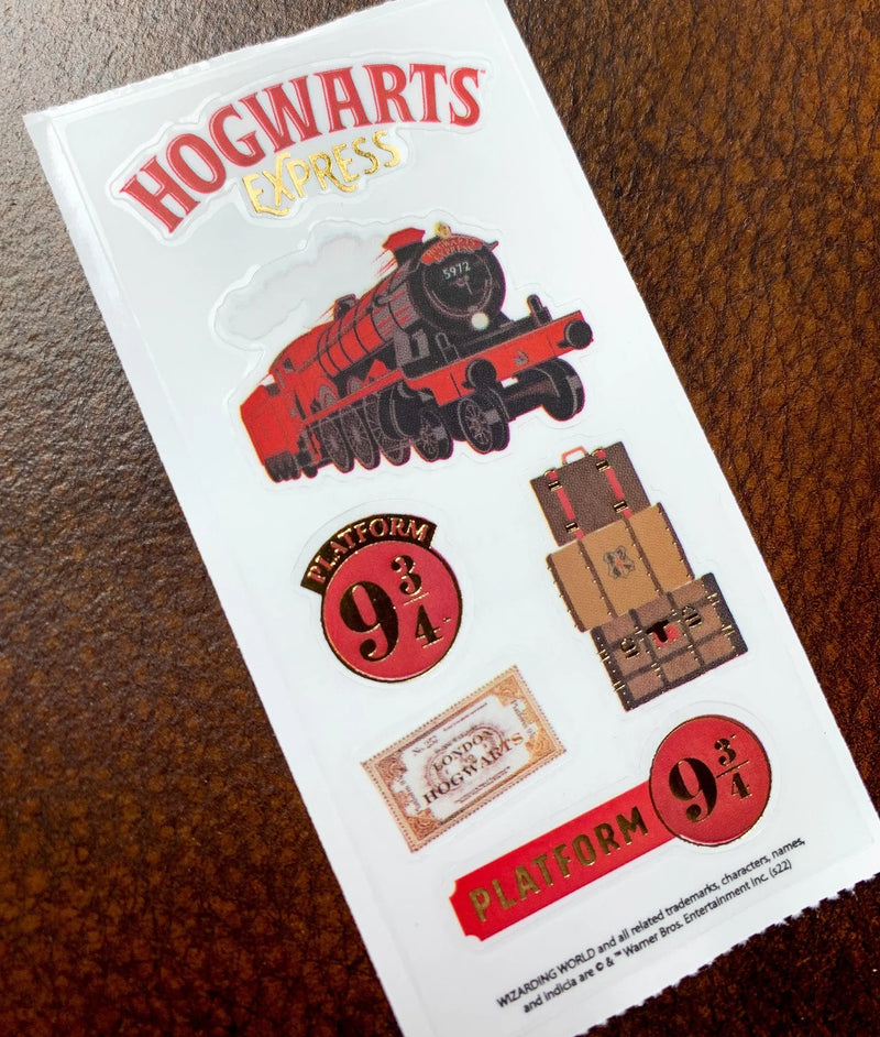 Lot de 3 planches de stickers Harry Potter Hogwarts Express, train, valises et ticket voie 9¾