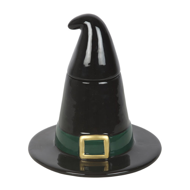 Brûle-parfum en céramique en forme de chapeau de sorcière, bleu nuit étoilé et détails dorés