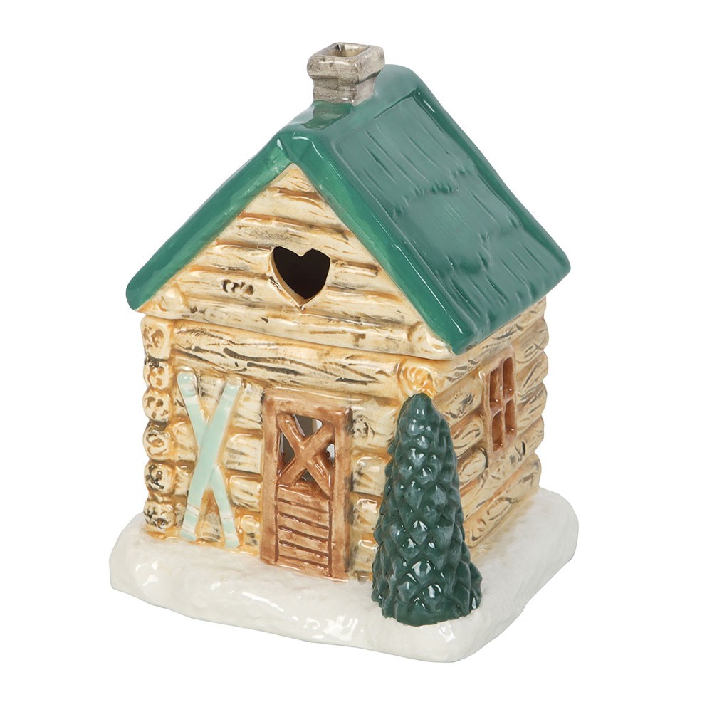 Brûle-parfum maison en céramique en forme de chalet de montagne, pour fondants parfumés