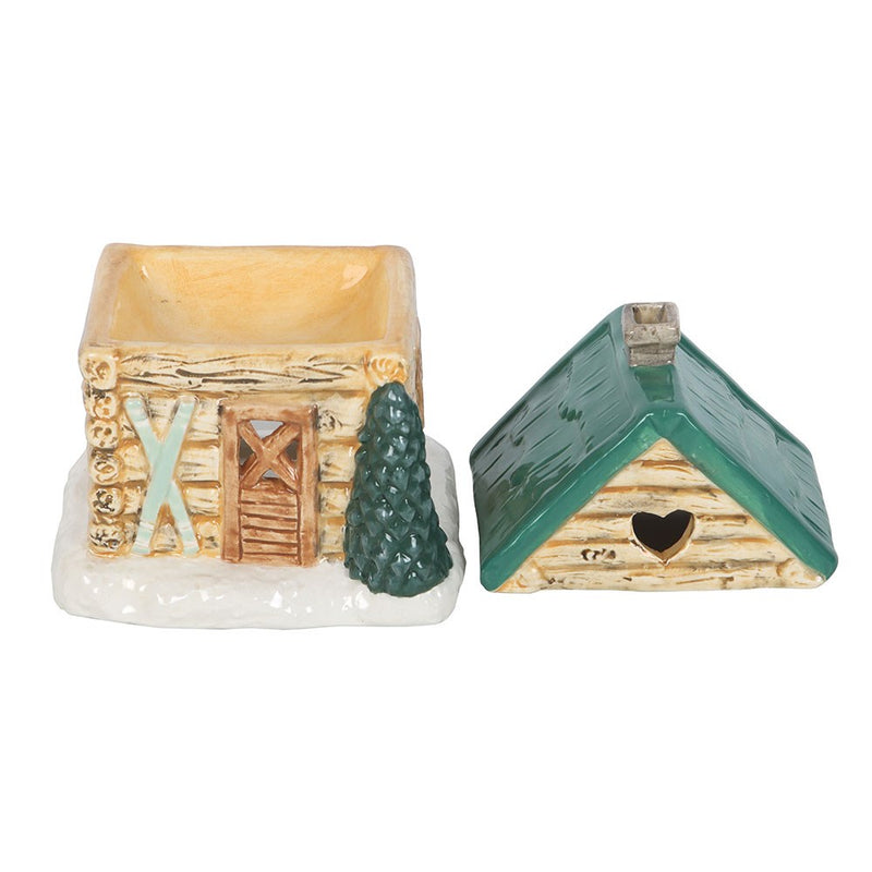 Brûle-parfum maison en céramique en forme de chalet de montagne, pour fondants parfumés