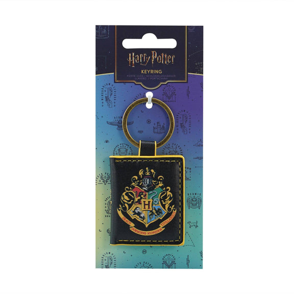 Porte-clés Harry Potter en métal orné du blason de Poudlard et des quatre maisons