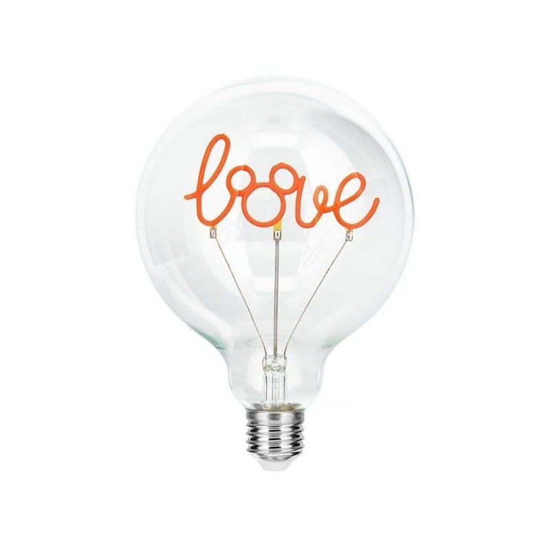 Ampoule LED néon Disney Mickey Love, filament lumineux dans un large globe en verre transparent