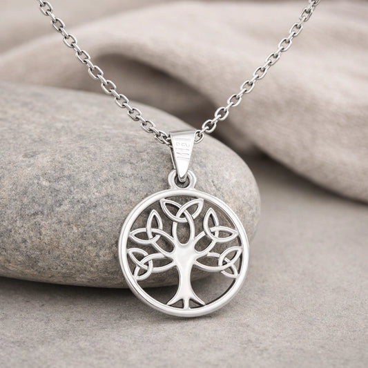 Collier pendentif arbre de vie celtique en argent 925 aux branches entrelacées