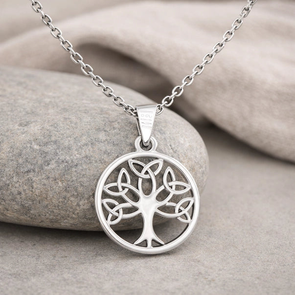 Collier pendentif arbre de vie celtique en argent 925 aux branches entrelacées