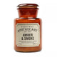 Bougie apothicaire Ambre & Fumée en cire de soja dans un pot en verre ambré vintage 226 g