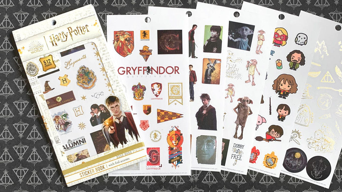 Carnet collector de 512 stickers Harry Potter, armoiries de Poudlard, personnages et objets magiques