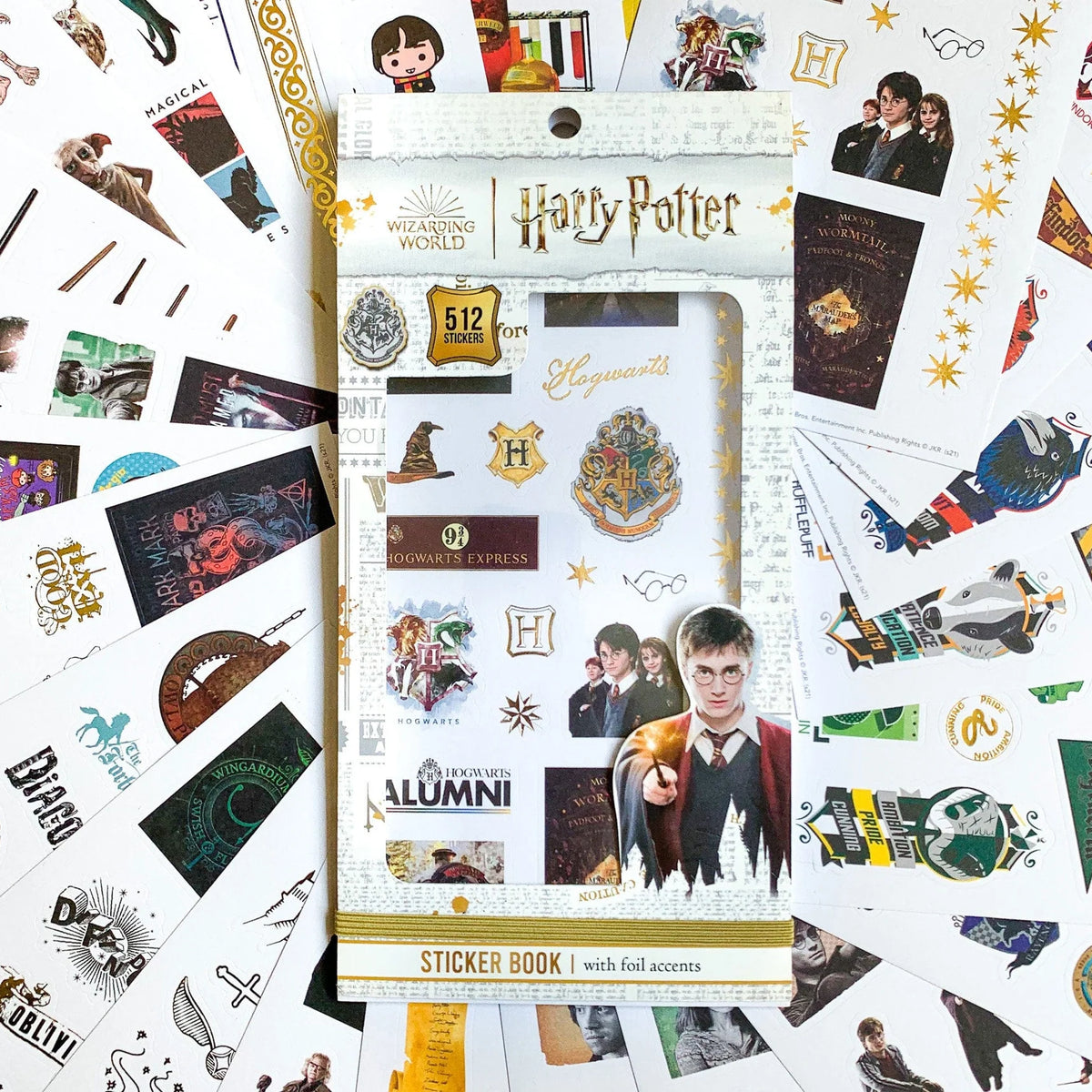 Carnet collector de 512 stickers Harry Potter, armoiries de Poudlard, personnages et objets magiques