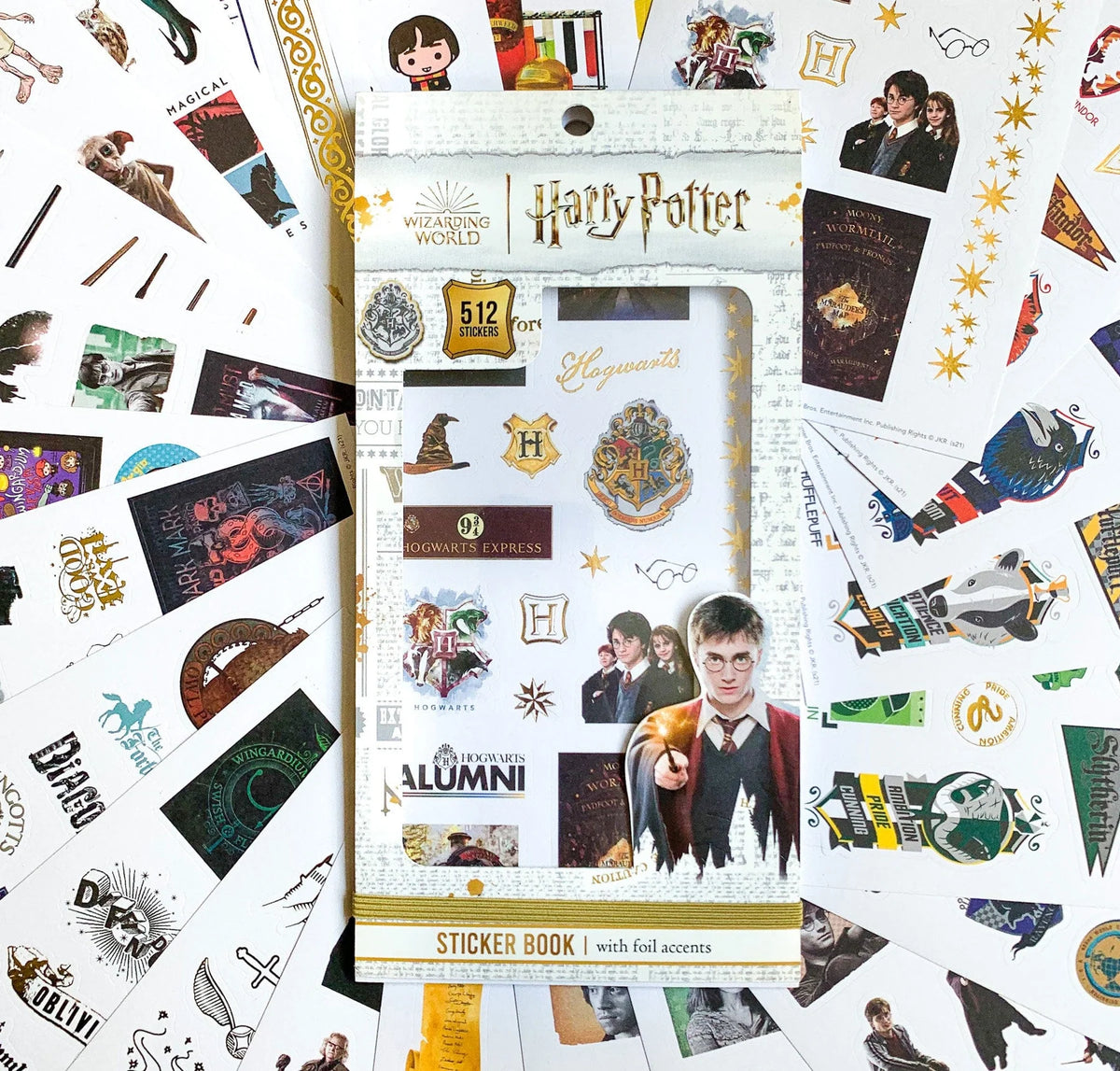 Carnet collector de 512 stickers Harry Potter, armoiries de Poudlard, personnages et objets magiques