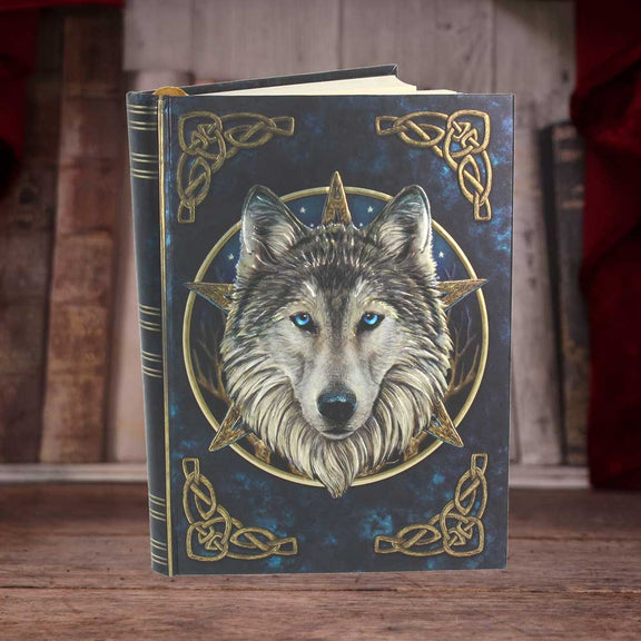 Carnet Nemesis Now Loup Mystique de Lisa Parker avec loup aux yeux bleus sur la couverture
