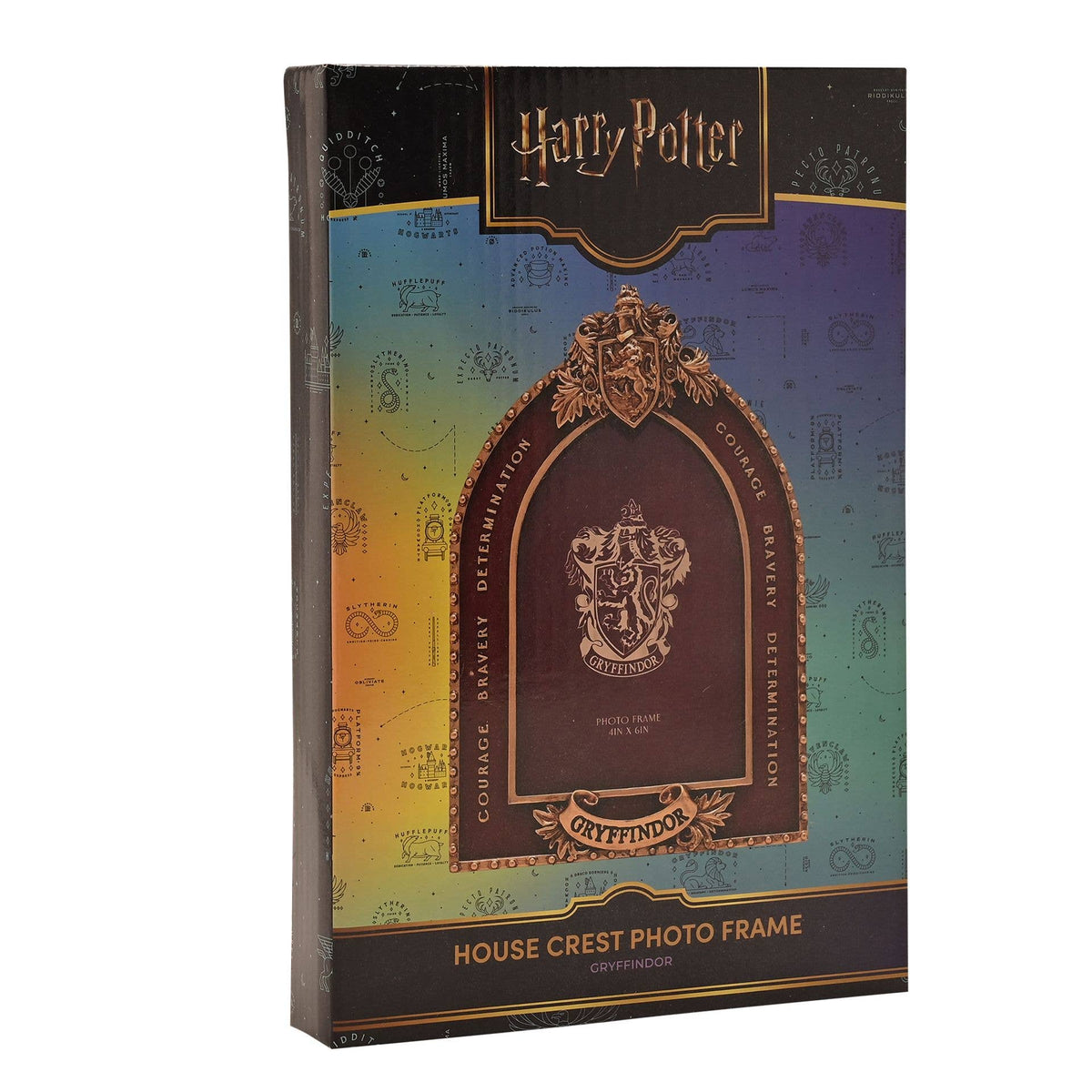 Cadre photo Harry Potter Gryffondor avec blason en relief et finitions dorées, 10 × 15 cm