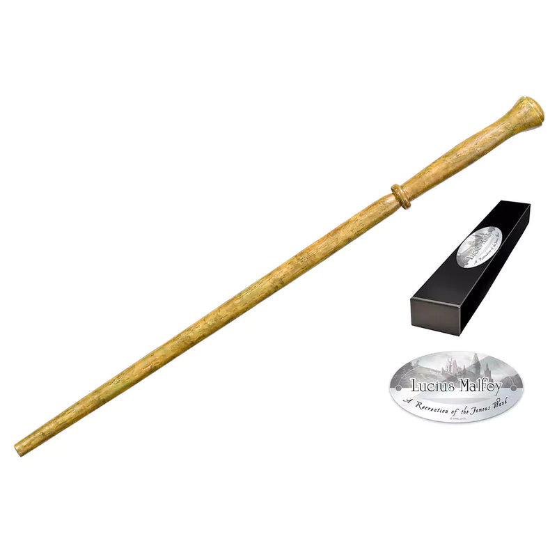 Réplique de la baguette magique de Lucius Malfoy présentée dans sa boîte personnage Harry Potter