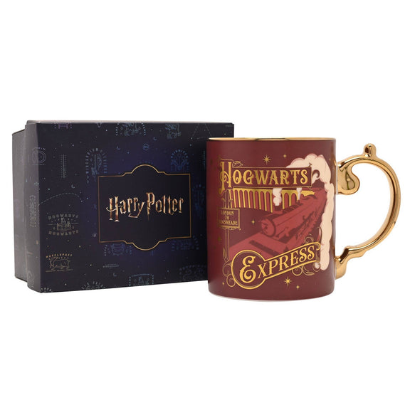 Mug en céramique Harry Potter Hogwarts Express de la collection Alumni, détails dorés sur fond sombre
