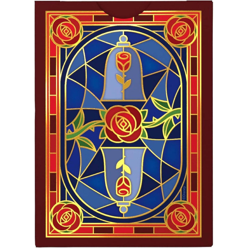 Jeu de cartes Bicycle Disney La Belle et la Bête, étui bordeaux et or, rose enchantée