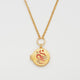 Collier médaillon Snake & Blossom Fable England, serpent émaillé et fleur, plaqué or 22 carats