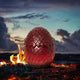 Boîte Enesco Game of Thrones en forme d'œuf de dragon aux écailles sculptées et dégradé rouge flamboyant