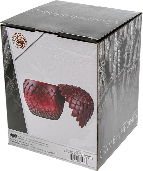 Boîte Enesco Game of Thrones en forme d'œuf de dragon aux écailles sculptées et dégradé rouge flamboyant