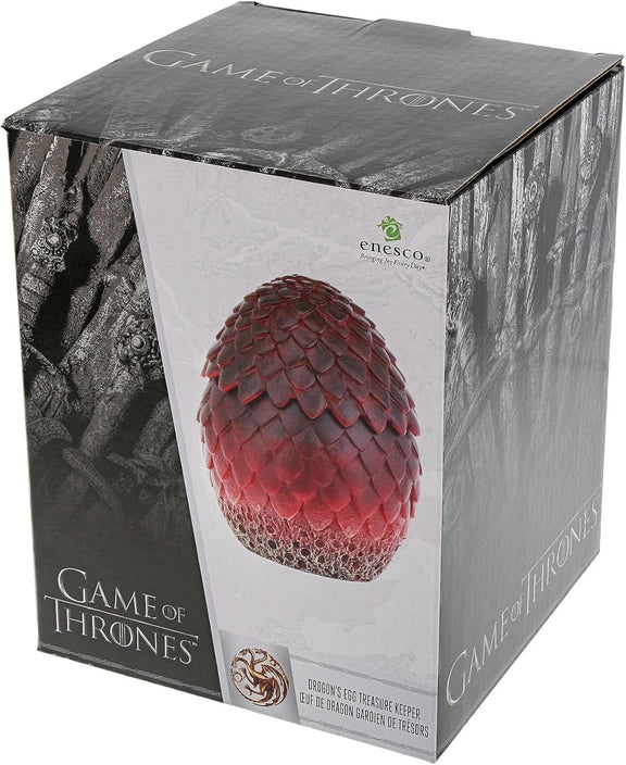 Boîte Enesco Game of Thrones en forme d'œuf de dragon aux écailles sculptées et dégradé rouge flamboyant