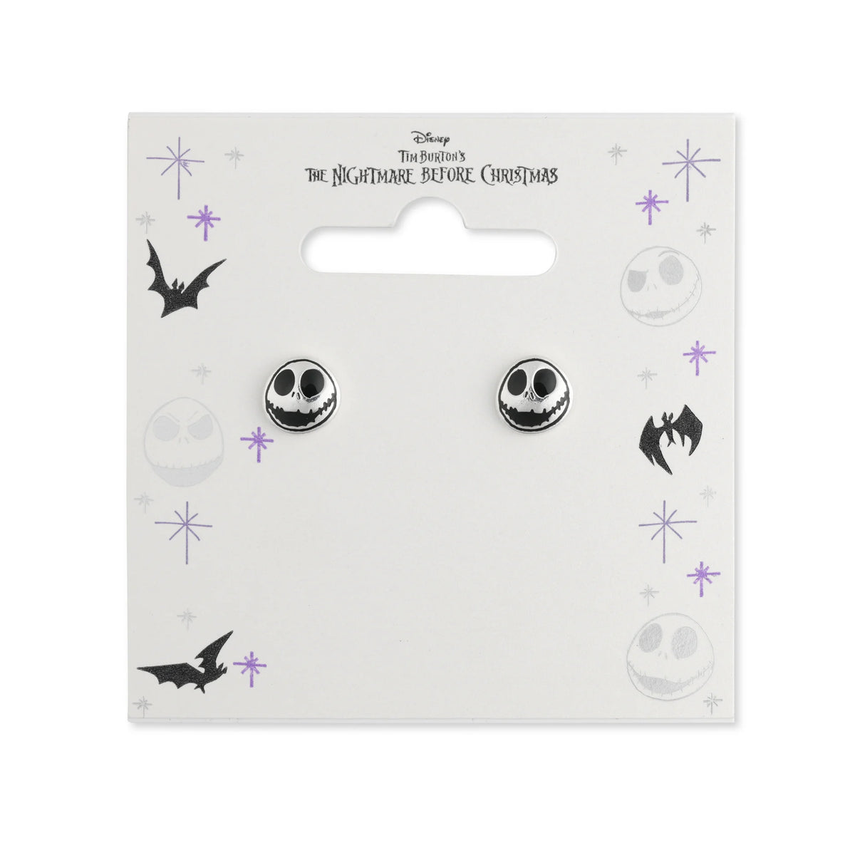 Boucles d'oreilles Jack Skellington en plaqué argent, visage de Jack, L'Étrange Noël de Monsieur Jack