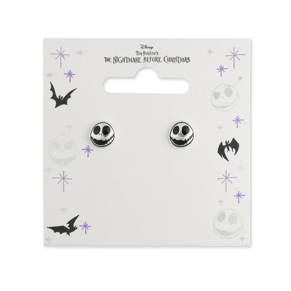 Boucles d'oreilles Jack Skellington en plaqué argent, visage de Jack, L'Étrange Noël de Monsieur Jack