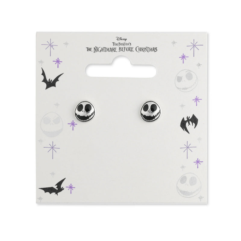 Boucles d'oreilles Jack Skellington en plaqué argent, visage de Jack, L'Étrange Noël de Monsieur Jack