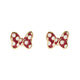 Boucles d'oreilles Disney en forme de nœud de Minnie Mouse, métal doré émaillé rouge à pois blancs