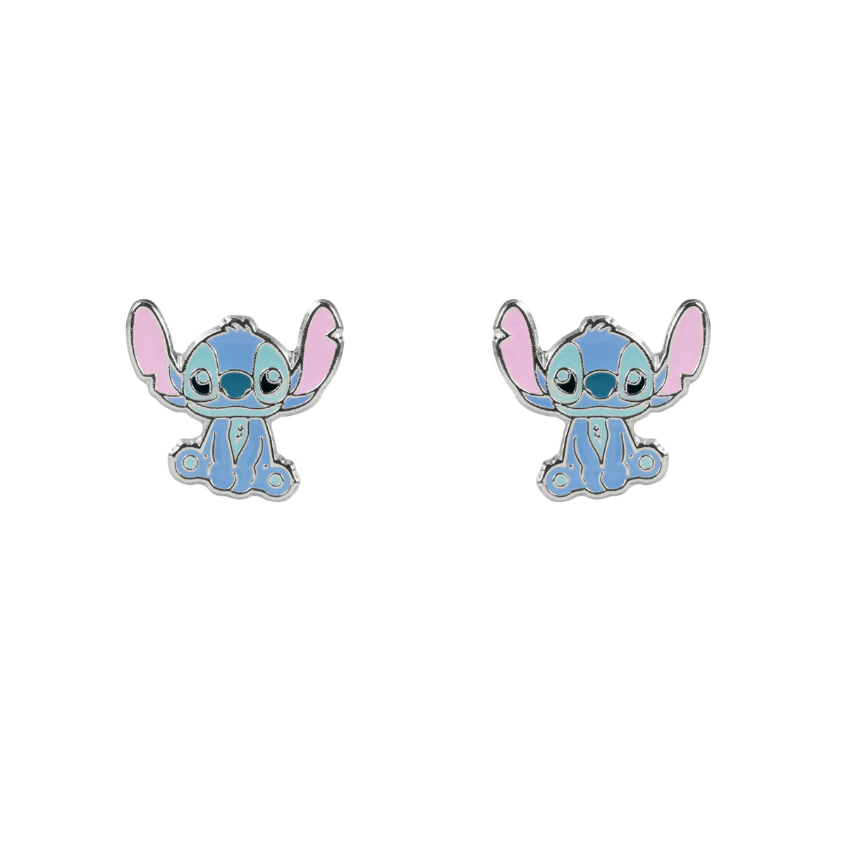 Boucles d'oreilles Disney Stitch en plaqué argent, visage de Stitch, hauteur 11 mm