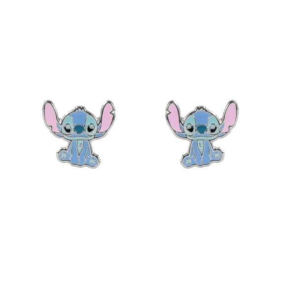 Boucles d'oreilles Disney Stitch en plaqué argent, visage de Stitch, hauteur 11 mm