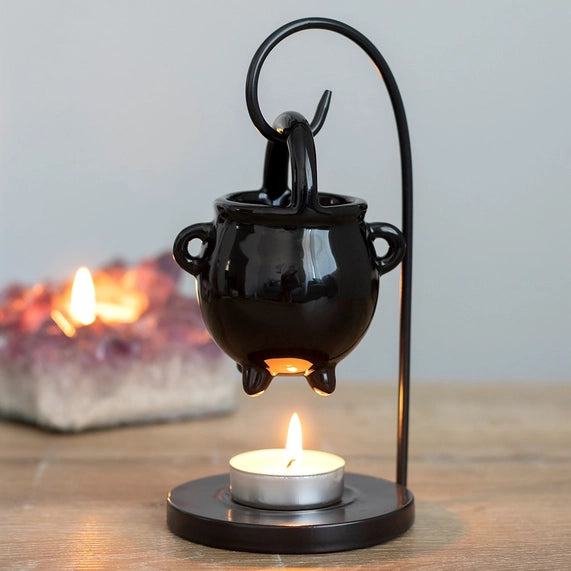 Brûle-parfum chaudron noir suspendu de sorcière pour fondants et huiles essentielles
