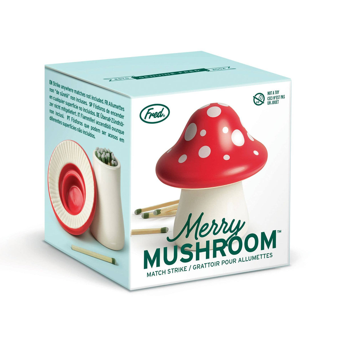 Grattoir à allumettes Merry Mushroom en céramique en forme de champignon rouge à pois blancs