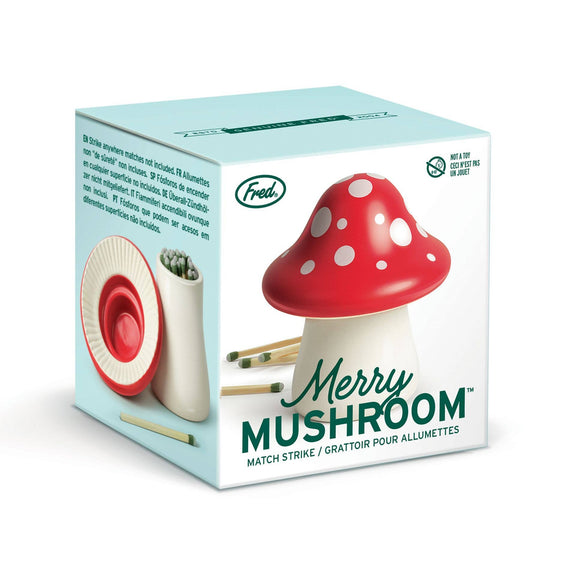 Grattoir à allumettes Merry Mushroom en céramique en forme de champignon rouge à pois blancs
