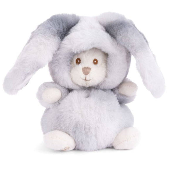 Peluche Bukowski Ziggy, ourson de 15 cm en costume de lapin gris à capuche