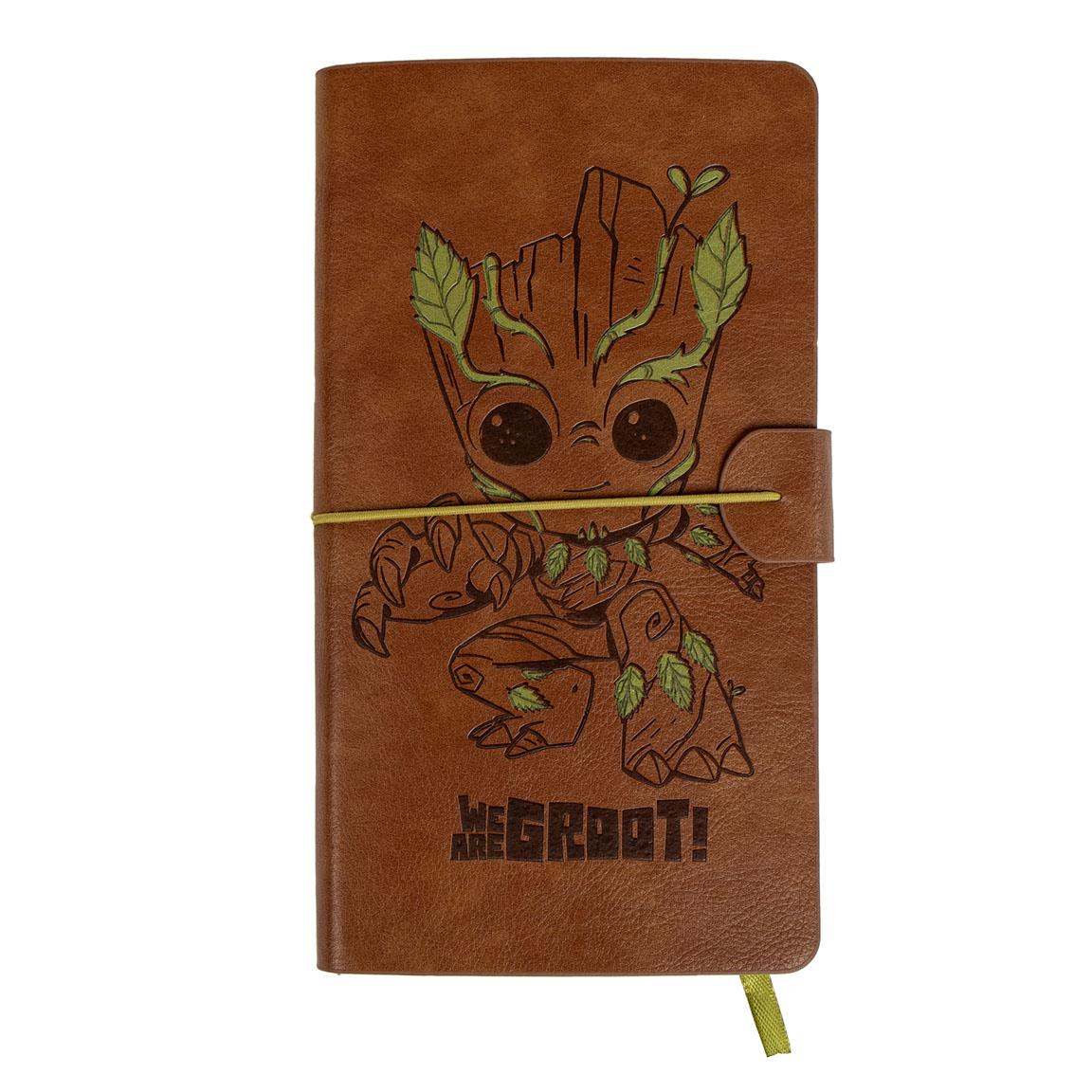 Carnet Marvel Baby Groot en simili cuir illustré avec message We Are Groot