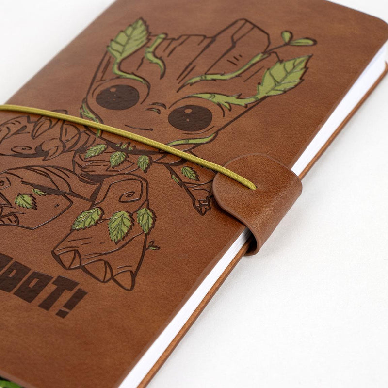 Carnet Marvel Baby Groot en simili cuir illustré avec message We Are Groot