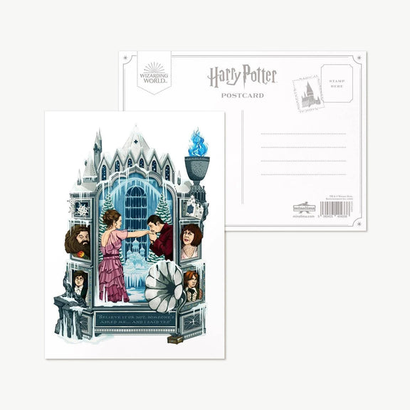 Carte postale MinaLima Harry Potter du Bal de Noël à Poudlard avec Hermione et Viktor Krum