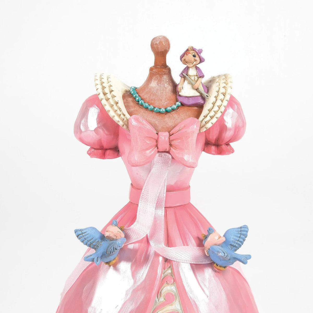 Boîte à musique Disney Traditions Jim Shore, robe rose de Cendrillon sur mannequin avec oiseaux et souris