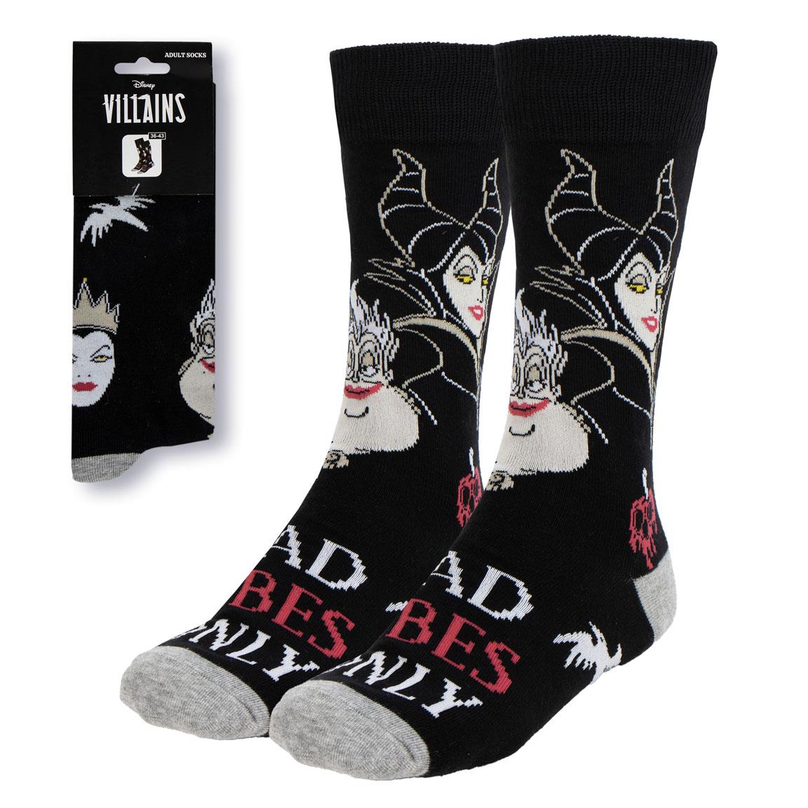Chaussettes noires Disney Villains Bad Vibes Only avec Ursula, Maléfique et la Méchante Reine