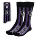 Chaussettes Wednesday rayées violet et noir avec logo N de l'Académie Nevermore