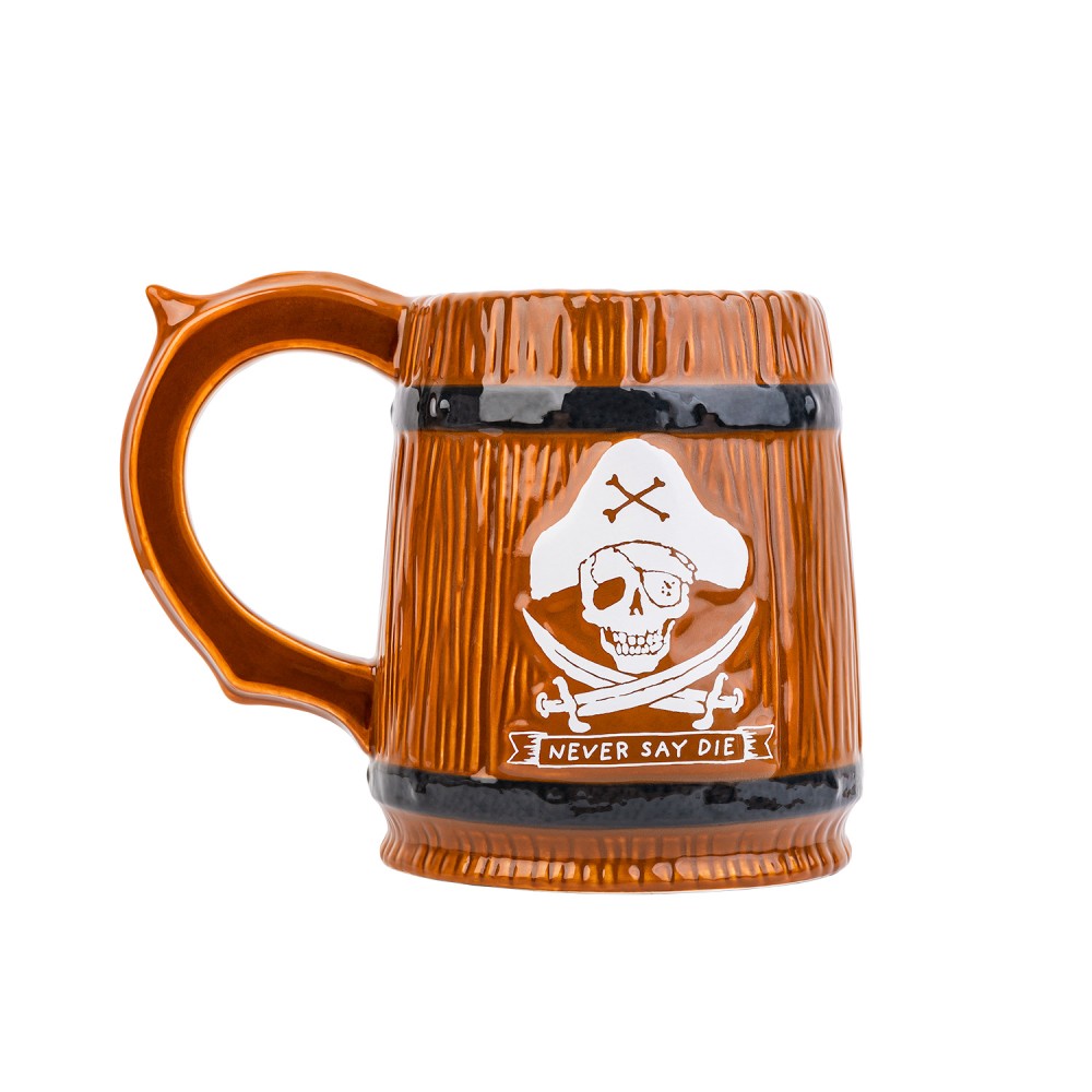 Mug chope Les Goonies en forme de tonneau avec crâne Never Say Die, dolomite peinte à la main