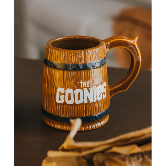 Mug chope Les Goonies en forme de tonneau avec crâne Never Say Die, dolomite peinte à la main