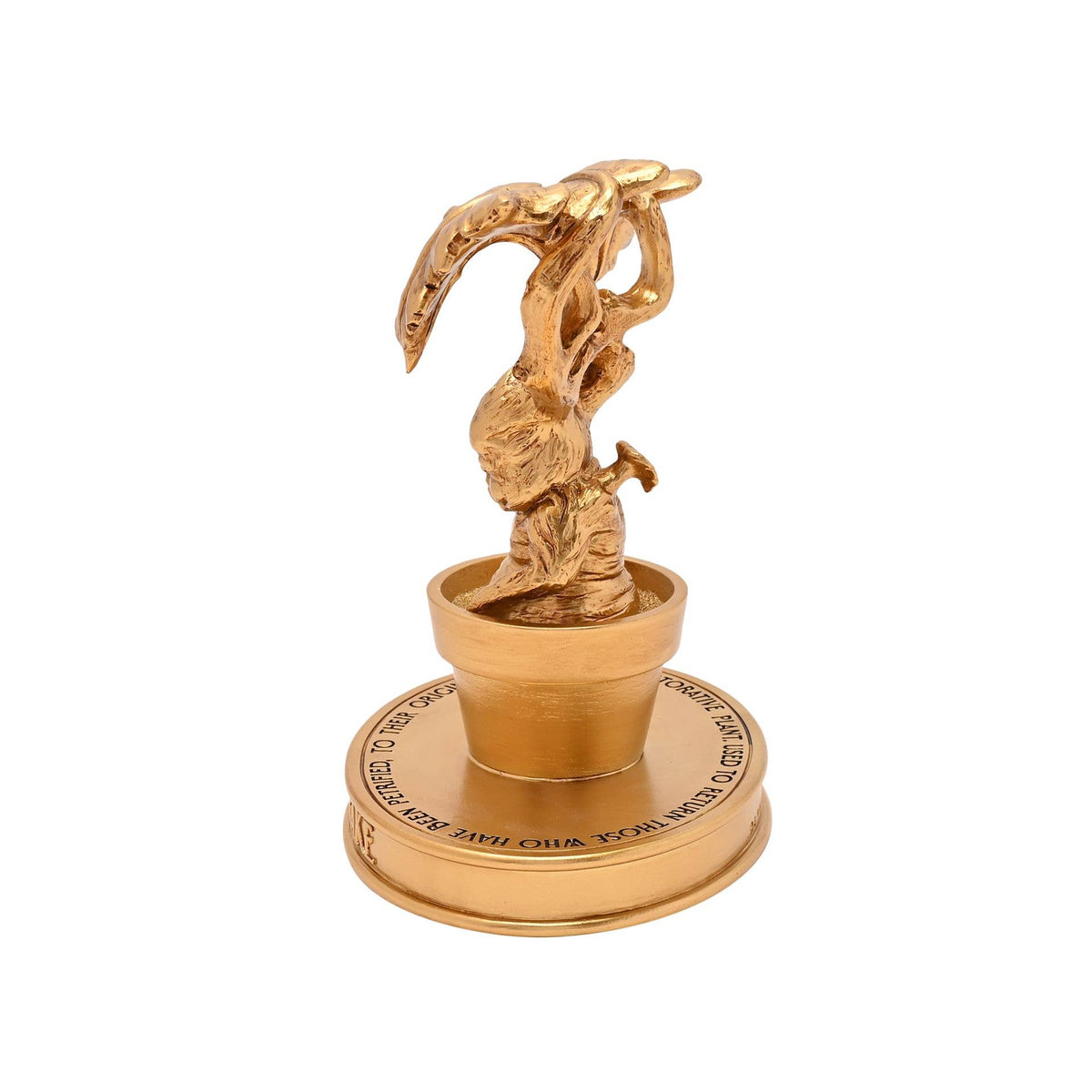 Figurine Harry Potter de la mandragore dans son pot, finition dorée, collection Herbologie