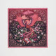 Foulard carré Fable England 90 x 90 cm, phénix dans un décor floral bordeaux, rose et violet