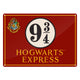 Plaque métal Harry Potter rouge, quai 9¾ Hogwarts Express avec blason de Poudlard