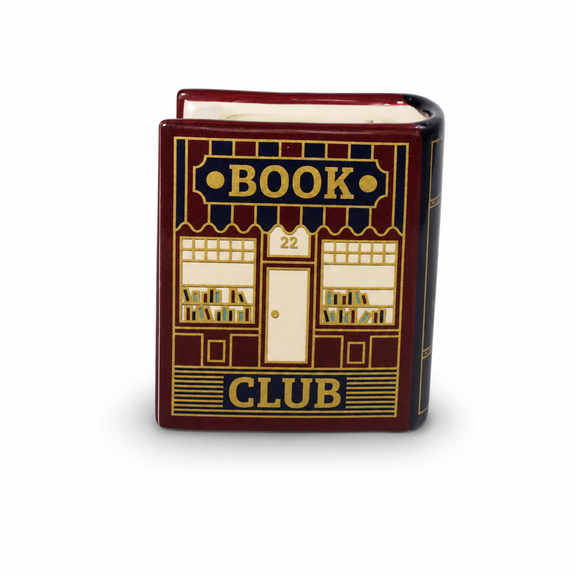 Bougie Book Club en céramique en forme de livre ancien, parfum citron vert basilic laurier